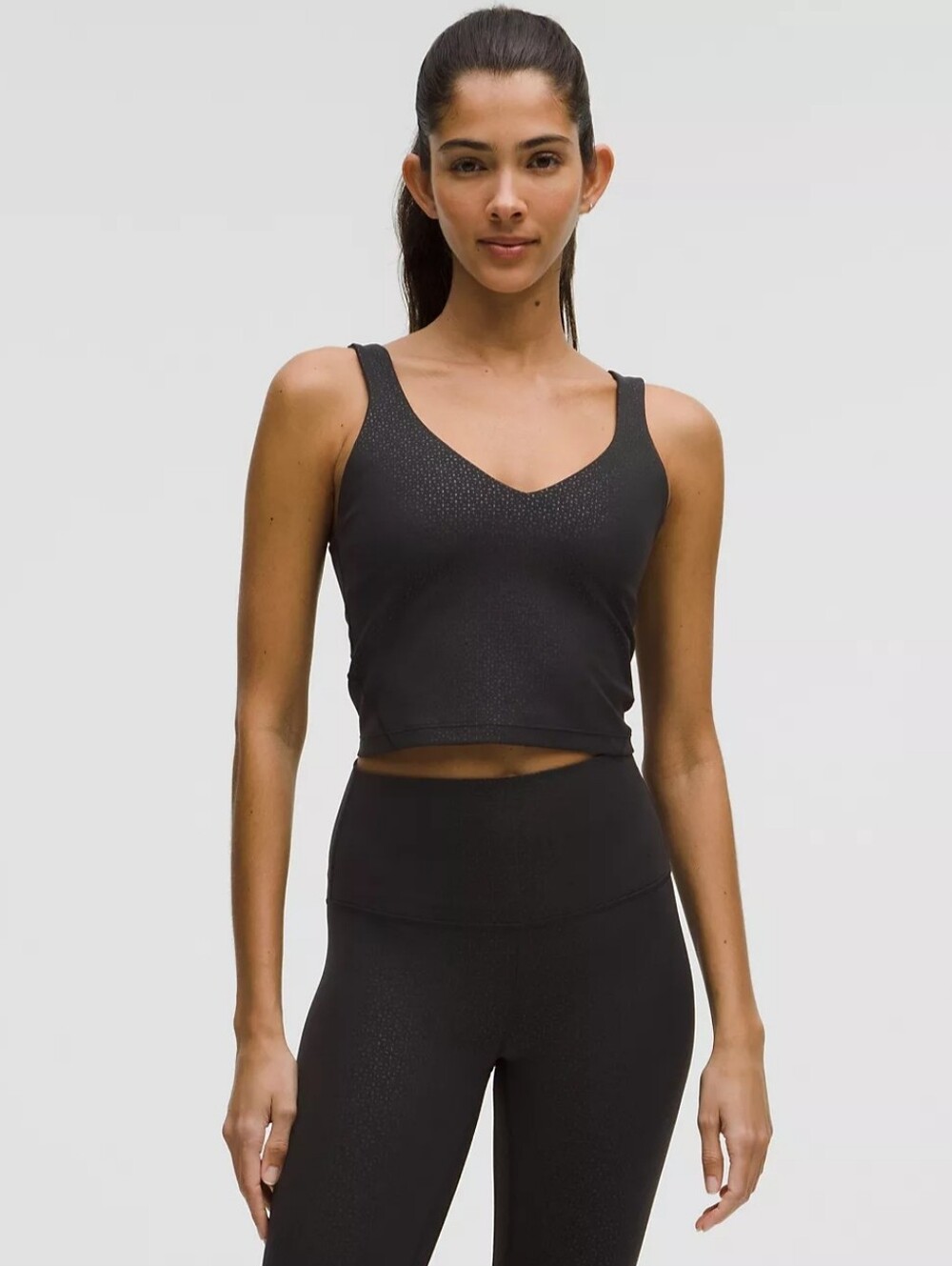 Lululemon Align Tank black crop top with floral print pattern